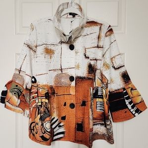 DAMEE NYC Multicolor Button Front Swing Jacket